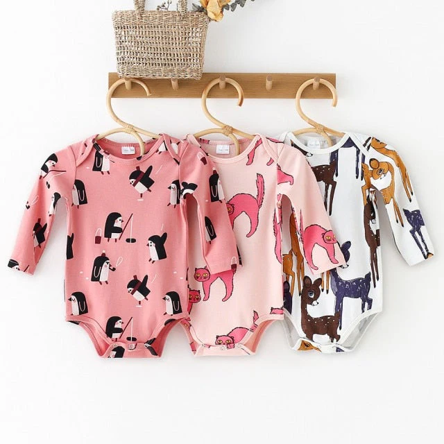 Lot de 3 grenouillères à manches longues avec imprimé à motifs – Image 4