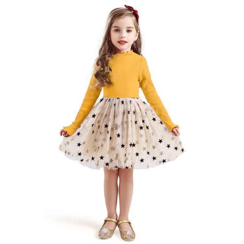 Robe à manches longues en maille étoilée pour fille – Image 3