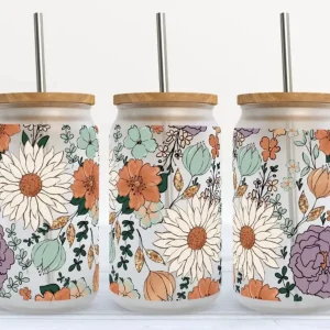 Verre 16oz Fleurs vintage