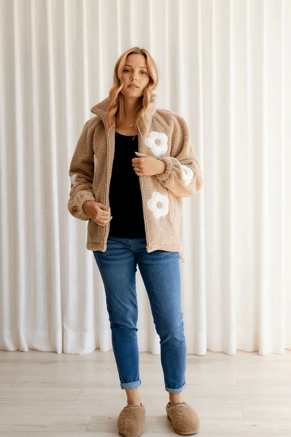 Veste teddy bear Fleurs et douceur