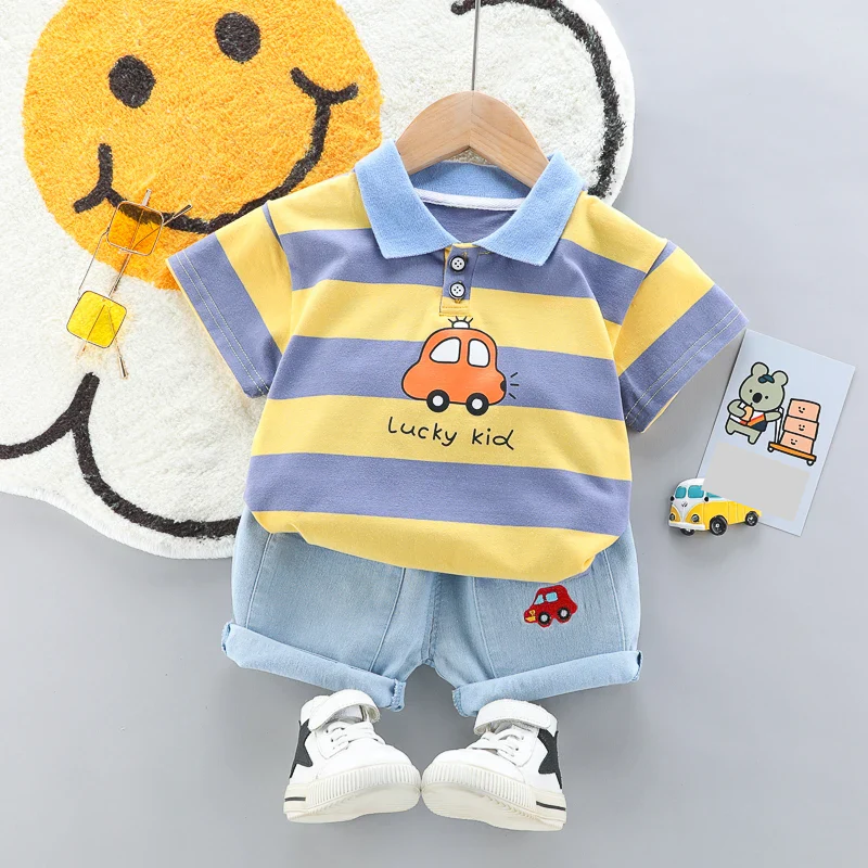 Ensemble polo bébé + short en jean de haute qualité – Image 5